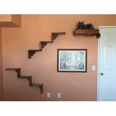 FLASH SALE ONE ONLY - Artisan Made - (2) Floating Cat Wall Stairs + (1) Floating Cat Wall Bed