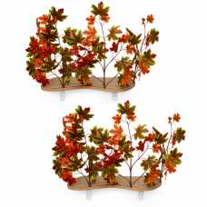 Canopy Curved Cat Wall Shelves with Leaves - MIXED MAPLE - Set of (2)