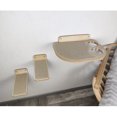 Cat Wall Feeder with 2 bowls + 2 Cat Wall Steps Set