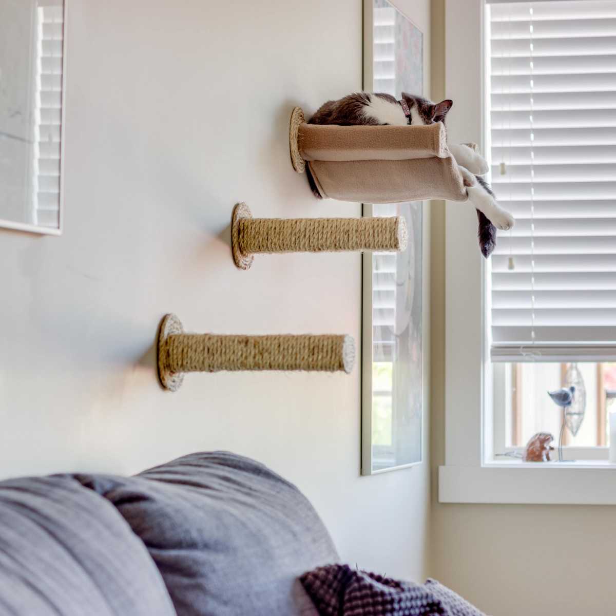 Cat Hammock Wall Mounted Cat Bed With 2 Sisal Steps Catwallshelves Superstore